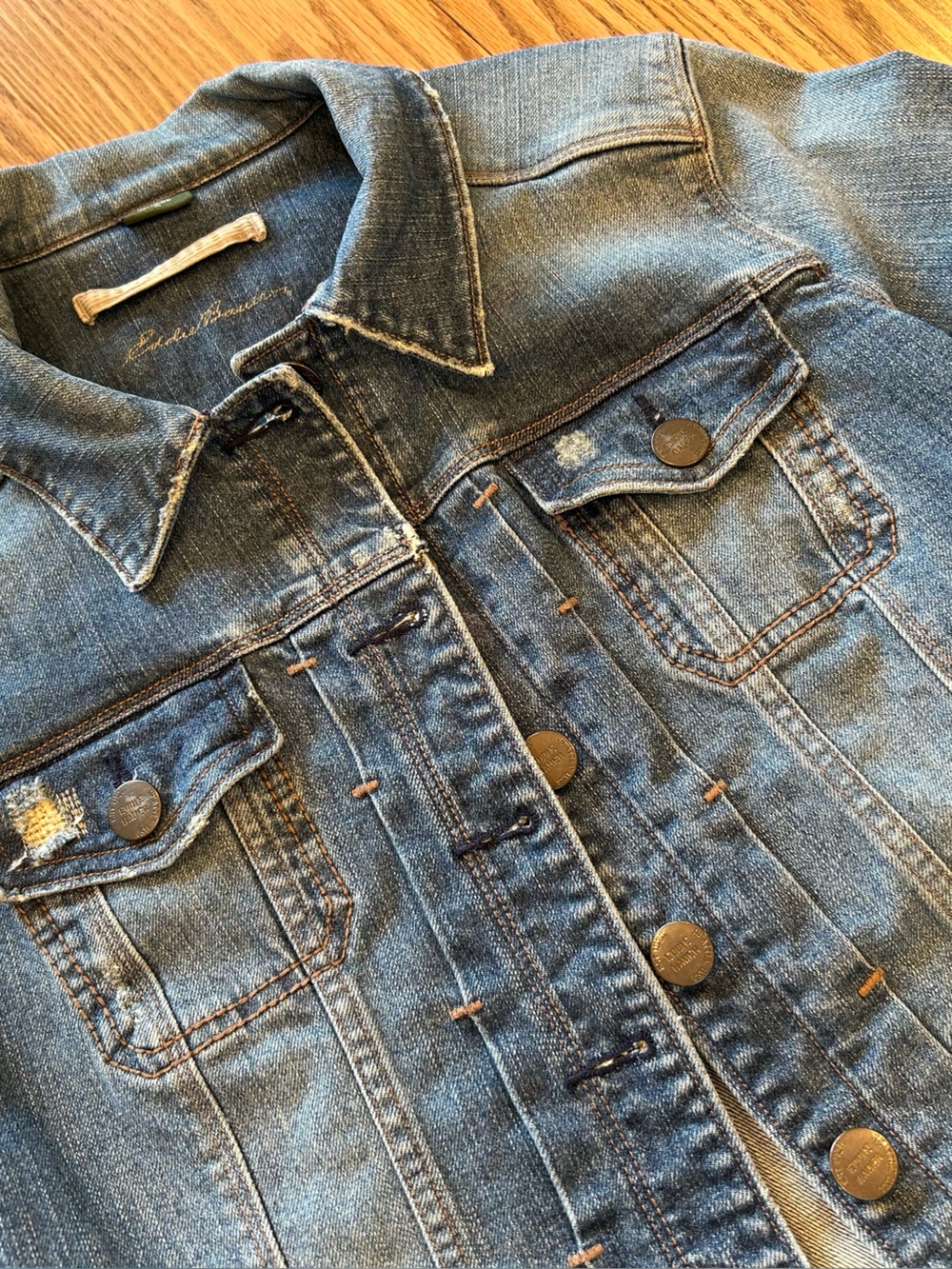 Vintage Eddie Bauer Women's Patch Up Detail Jean Jacket Medium Denim